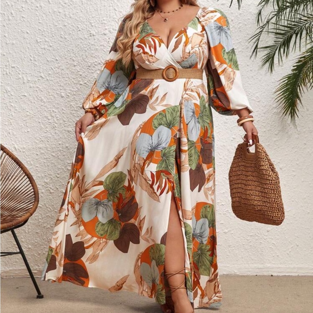 Floral Maxi Dress with Belt